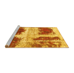 Sideview of Machine Washable Abstract Yellow Modern Rug, wshabs2038yw
