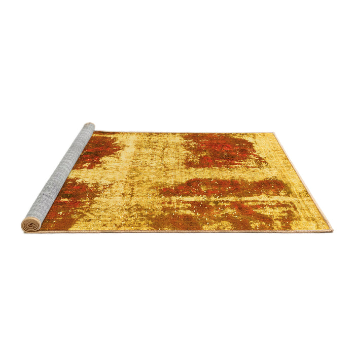 Sideview of Machine Washable Abstract Yellow Modern Rug, wshabs2038yw