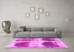 Machine Washable Abstract Pink Modern Rug in a Living Room, wshabs2038pnk