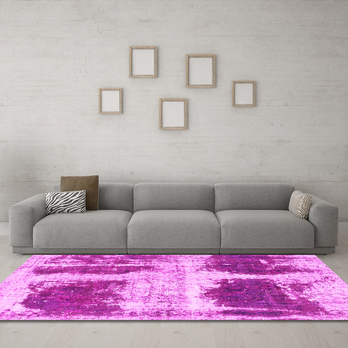 Machine Washable Abstract Pink Modern Rug in a Living Room, wshabs2038pnk