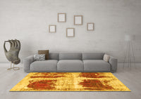 Machine Washable Abstract Yellow Modern Rug, wshabs2038yw