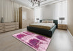 Machine Washable Abstract Pink Rug in a Bedroom, wshabs2038