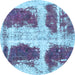 Round Abstract Light Blue Modern Rug, abs2038lblu