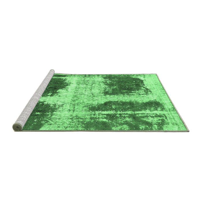 Sideview of Machine Washable Abstract Emerald Green Modern Area Rugs, wshabs2038emgrn