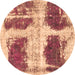 Round Abstract Brown Modern Rug, abs2038brn