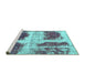 Sideview of Machine Washable Abstract Turquoise Modern Area Rugs, wshabs2038turq