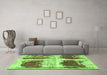 Machine Washable Abstract Green Modern Area Rugs in a Living Room,, wshabs2038grn