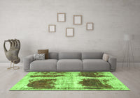 Machine Washable Abstract Green Modern Rug, wshabs2038grn