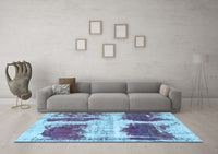 Machine Washable Abstract Light Blue Modern Rug, wshabs2038lblu