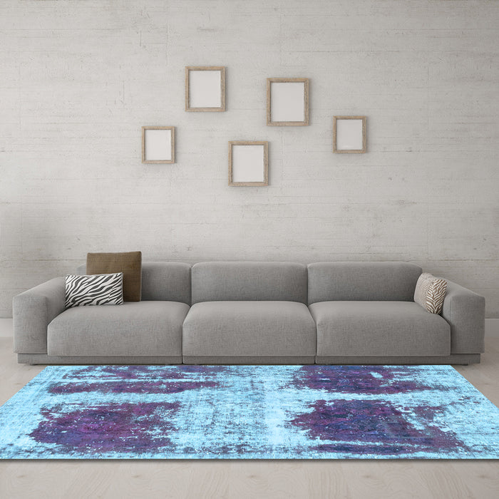 Machine Washable Abstract Light Blue Modern Rug in a Living Room, wshabs2038lblu