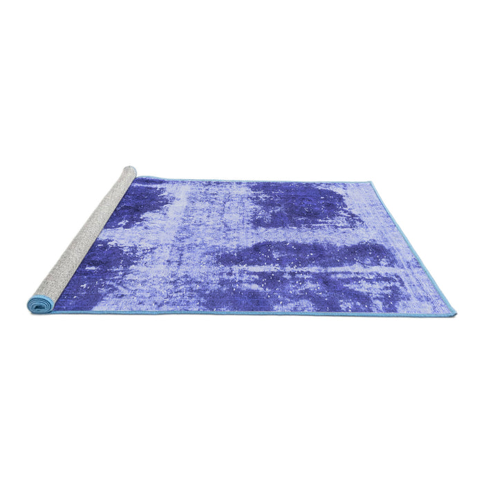Sideview of Machine Washable Abstract Blue Modern Rug, wshabs2038blu