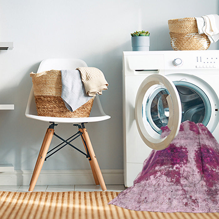 Machine Washable Abstract Pink Rug in a Washing Machine, wshabs2038