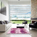 Square Machine Washable Abstract Pink Rug in a Living Room, wshabs2038