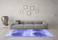 Machine Washable Abstract Blue Modern Rug, wshabs2038blu