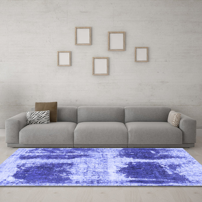 Machine Washable Abstract Blue Modern Rug in a Living Room, wshabs2038blu