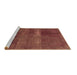 Sideview of Machine Washable Abstract Brown Modern Rug, wshabs2039brn