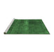 Sideview of Machine Washable Abstract Emerald Green Modern Area Rugs, wshabs2039emgrn