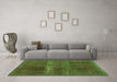 Machine Washable Abstract Green Modern Area Rugs in a Living Room,, wshabs2039grn