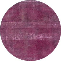 Round Machine Washable Abstract Pink Plum Purple Rug, wshabs2039