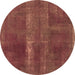 Round Abstract Brown Modern Rug, abs2039brn