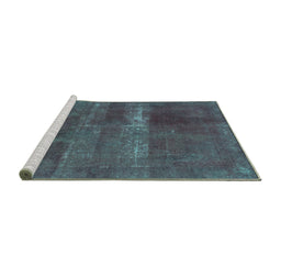 Sideview of Machine Washable Abstract Turquoise Modern Area Rugs, wshabs2039turq