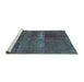 Sideview of Machine Washable Abstract Turquoise Modern Area Rugs, wshabs2039turq