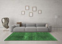 Machine Washable Abstract Emerald Green Modern Rug, wshabs2039emgrn