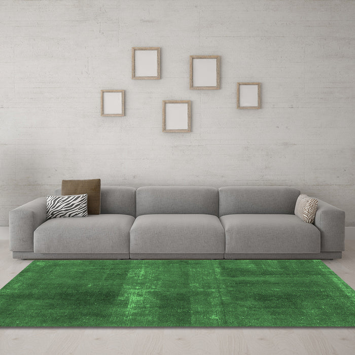 Machine Washable Abstract Emerald Green Modern Area Rugs in a Living Room,, wshabs2039emgrn