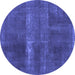 Round Abstract Blue Modern Rug, abs2039blu