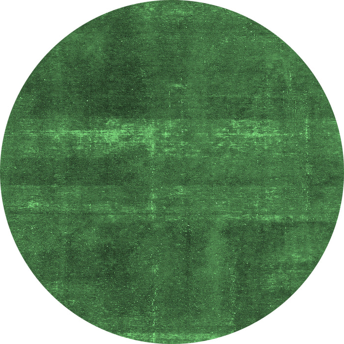 Round Abstract Emerald Green Modern Rug, abs2039emgrn