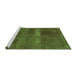 Sideview of Machine Washable Abstract Green Modern Area Rugs, wshabs2039grn