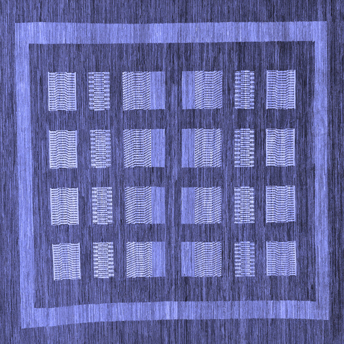 Square Machine Washable Checkered Blue Modern Rug, wshabs203blu