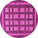 Round Checkered Pink Modern Rug, abs203pnk