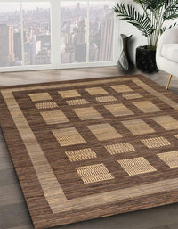 Abstract Orange Brown Checkered Rug, abs203