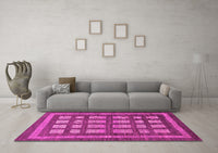 Machine Washable Checkered Pink Modern Rug, wshabs203pnk