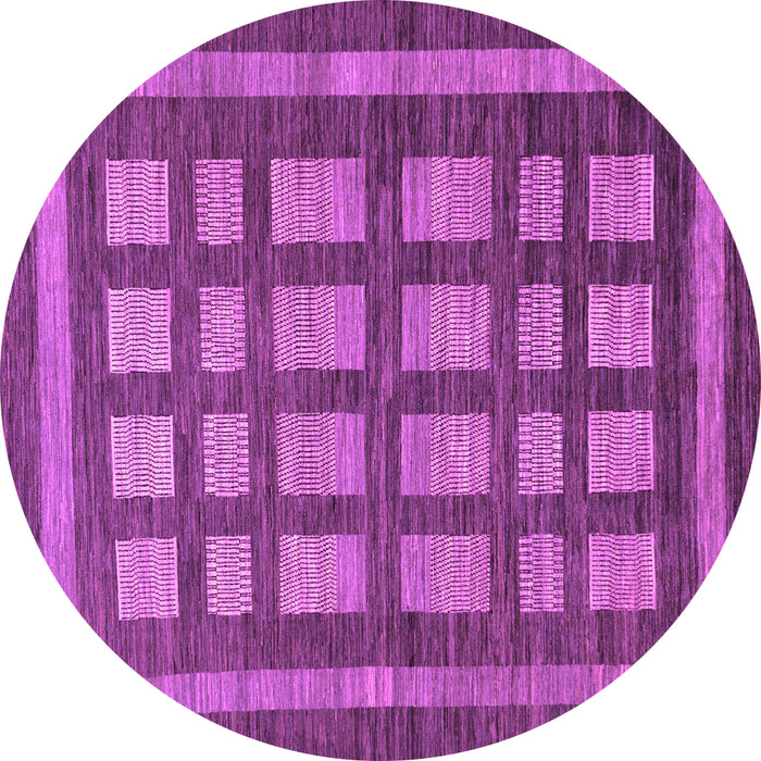 Round Checkered Purple Modern Rug, abs203pur