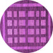 Round Checkered Purple Modern Rug, abs203pur