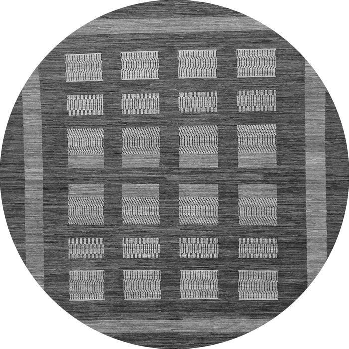 Round Checkered Gray Modern Rug, abs203gry
