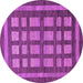 Round Machine Washable Checkered Purple Modern Area Rugs, wshabs203pur