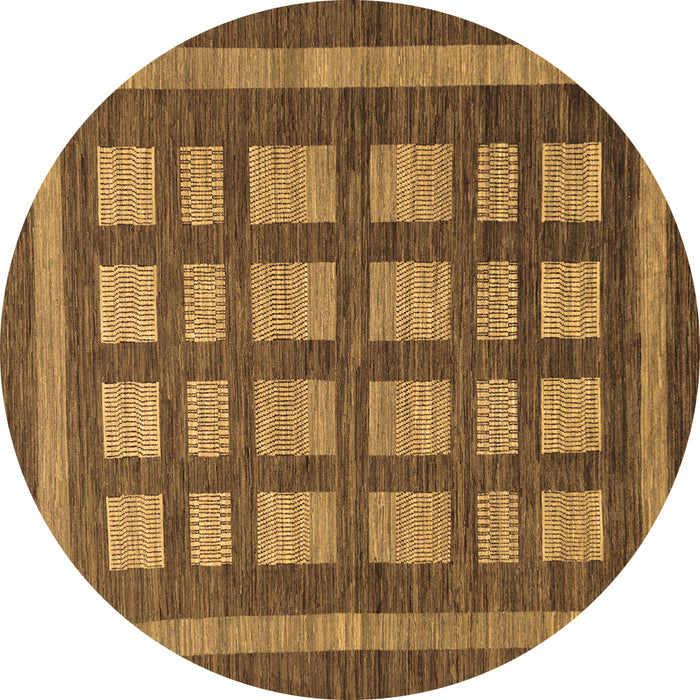 Round Machine Washable Checkered Brown Modern Rug, wshabs203brn