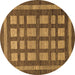 Round Machine Washable Checkered Brown Modern Rug, wshabs203brn