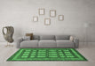 Machine Washable Checkered Emerald Green Modern Area Rugs in a Living Room,, wshabs203emgrn