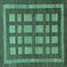 Square Machine Washable Checkered Turquoise Modern Area Rugs, wshabs203turq