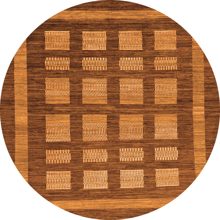 Round Machine Washable Checkered Orange Modern Area Rugs, wshabs203org