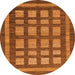 Round Machine Washable Checkered Orange Modern Area Rugs, wshabs203org