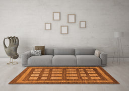 Machine Washable Checkered Orange Modern Area Rugs in a Living Room, wshabs203org