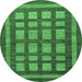 Round Checkered Emerald Green Modern Rug, abs203emgrn