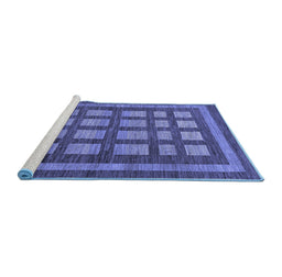 Sideview of Machine Washable Checkered Blue Modern Rug, wshabs203blu