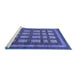 Sideview of Machine Washable Checkered Blue Modern Rug, wshabs203blu