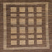 Square Abstract Orange Brown Checkered Rug, abs203